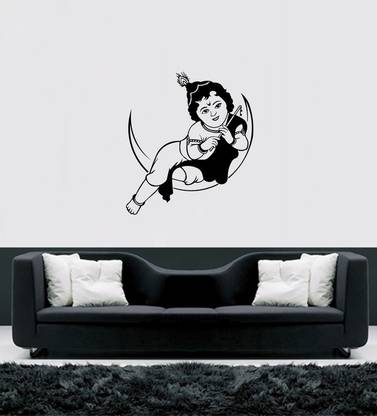 Decor studio 60 cm Anagry Shiv Shankar angry pose with Trident self adhesive Decals decorative wall sticker (PVC vinyl black Declas ) Size 60 x75 cm Reusable Sticker