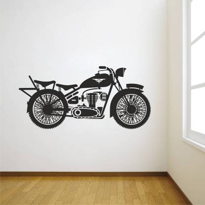 Azan Creation 91.44 cm Royal Enfield Bike Wall Sticker for Bedroom Size - 91X45 CM Self Adhesive Sticker