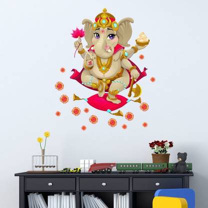 Delight Art 58 cm Shree Ganesh Wall Sticker Size - ( 43*58 ) cm Self Adhesive Sticker