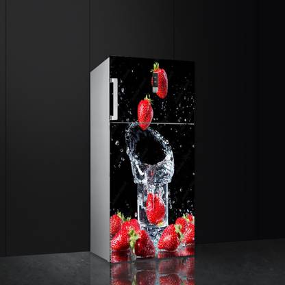 K2A Studio 60 cm Strawberry Fruit Splash in Under Water Fridge Sticker Self Adhesive Sticker
