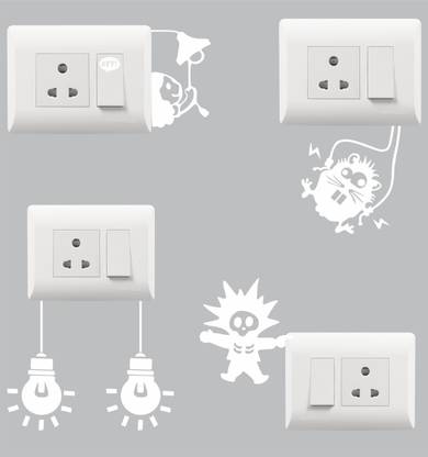 The Decor house 3 cm Funny Light Switch Board Sticker Set 4 Self Adhesive Sticker
