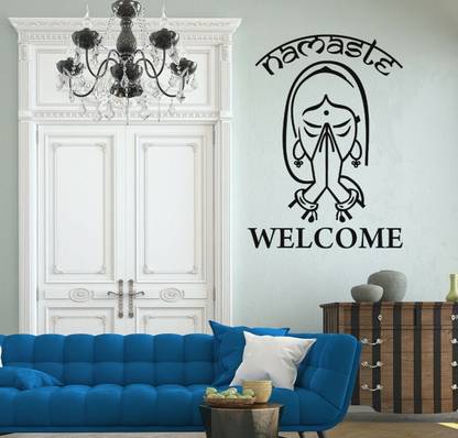 walkart 2.54 cm welcome namaste by a lady design Removable Sticker