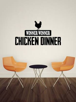 JNM Enterprise 60 cm UNIQUE DECALS Preparing to chicken Dinner With Winner Hen self adhesive Decals decorative wall sticker (PVC vinyl black Declas ) Size 120x 60 cm Self Adhesive Sticker