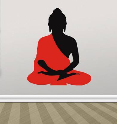 parth decor 60 cm red black buddha wall sticker Self Adhesive Sticker