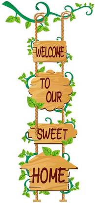 K2A Studio 60 cm Welcome to Our Sweet Home Door Wall Sticker Multicolor Pvc Vinyl Self Adhesive Sticker