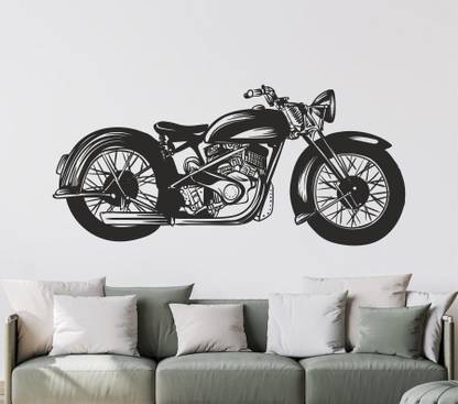 Azan Creation 91.44 cm Royal Enfield Bike Wall Sticker for Bedroom Size - 91X45 CM Self Adhesive Sticker