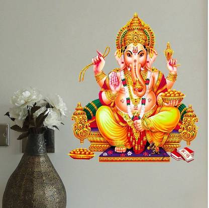 GraphicsDecor 58 cm Lord Of Ganesh Wall Sticker (45*56 cm) Self Adhesive Sticker