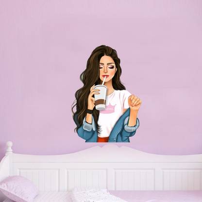 ArtCreative 48 cm Beautiful Girl Attitude Art Design Wall Sticker for Home Décor (PVC VINYL) Self Adhesive Sticker
