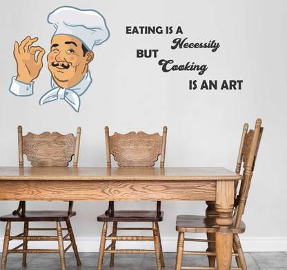 WALLDECORS 60.96 cm WALLDECOR COOKING QUOTES WITH CHEF IMAGE Self Adhesive Sticker