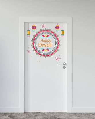 Advance Service 47 cm Shubh "HAPPY DIWALI" 2022 Festival Home Decor Wallpaper Decoration Wall Sticker Self Adhesive Sticker