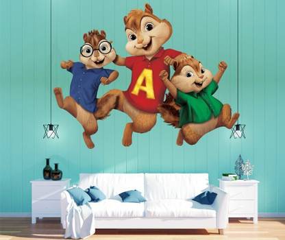 parth décor 60 cm Alvin and the Chipmunks Wall Sticker Self Adhesive Sticker