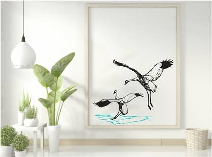 Byte Studio 88 cm Flamingo bird in water pvc vinyl decorative wall sticker for wall decoration Self Adhesive Sticker