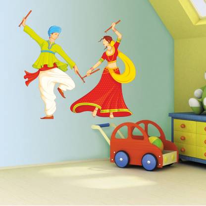 Dilight Art 57 cm Size, Garba ( Navratri dandiya ) Design Wall Self Adhesive Sticker
