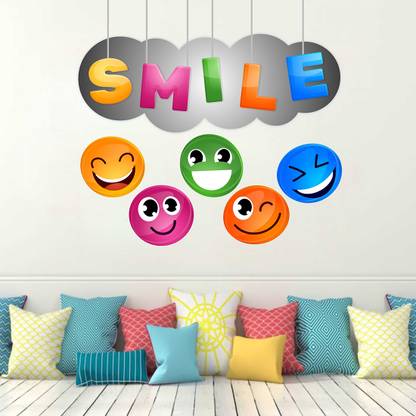 WALLDECORS SMILE FONT WITH SMILEY IMAGES WALLSTICKER