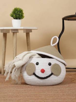 ROYAL TREND Cotton, Jute Cute Santa Handmade Jute Cotton Thread Rope Basket Storage Basket