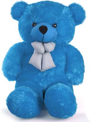 RIYASAT 3 Feet Blue Color Standing Foot Paw Printed Blue Teddy Bear  - 90 cm