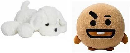 MHK Cute & Attractive SHOOKY WITH LAZY DOG WHITE TEDDY BEAR 30 CM  - 30 cm