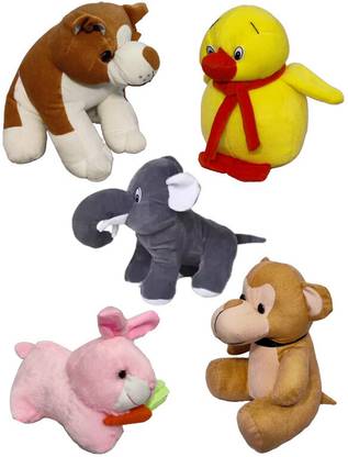 Cutepie Soft Toys Combo| Stuffed animals|Dog, Duck, Elephant, Rabbit, Monkey (Pack of 5)  - 20 cm