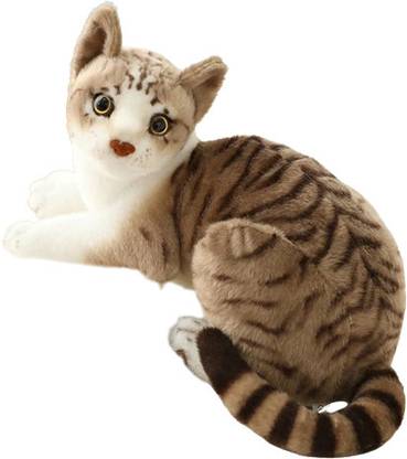 Biz Shopping Cute Real Life Soft Cat Doll Stuffed Lying Cat Pack of 1  - 30 cm