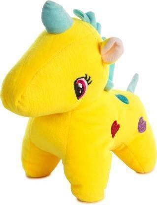 HoneyBunny CUTE UNICORN PLUSH STUFFED SOFT TOY - Yellow  - 24 cm