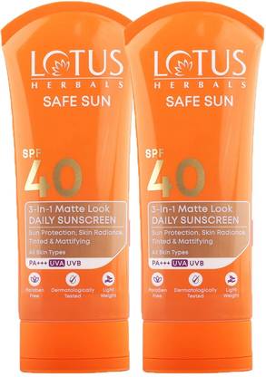 LOTUS HERBALS Sunscreen - SPF 40 PA+++ Safe Sun 3-In-1 Matte Look Daily Sunblock