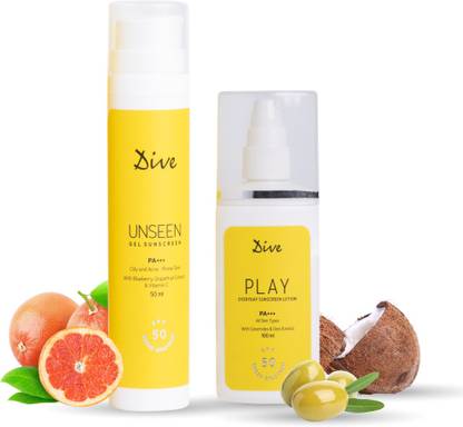 DIVE Sunscreen - SPF 50 PA+++ UNSEEN GEL and PLAY EVERYDAY SUNSCREEN