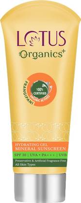 Lotus Organics+ Sunscreen - SPF 30 PA+++ Hydrating Gel Mineral | Hydrates & Repair Skin Barrier