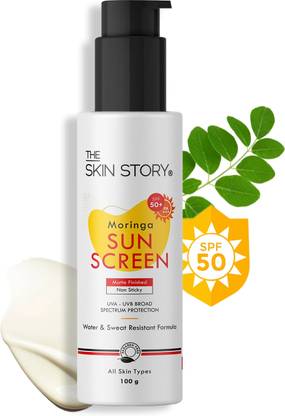 The Skin Story Sunscreen - SPF 50 PA+++ Moringa Sunscreen UVA & UVB Broad Spectrum Protection Non Sticky SPF 50