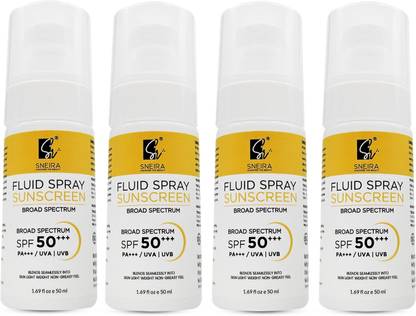 SNEIRA Sunscreen - SPF 50 PA+++ Fluid Spray Sunscreen ( Pack of 4 ) - SPF 50 PA+++