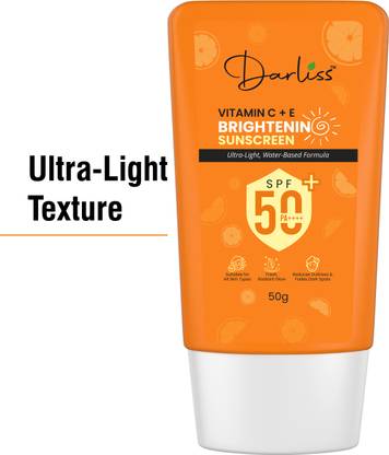 DARLISS Sunscreen - SPF 50+ PA++++ Vitamin C+E Super Bright,Water Light Fluid, For Even Toned & Glowing Skin