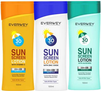Everwey Sunscreen - SPF 50 PA++ Natural Glow Sunscreen Lotion For Men & Women