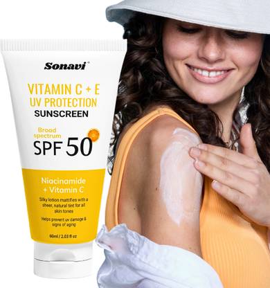 Sonavi Sunscreen - SPF 50 PA+++ Sunscreen Cream- SPF 50 PA++ Lightweight & Hydrating-Non-Sticky Glowing Skin