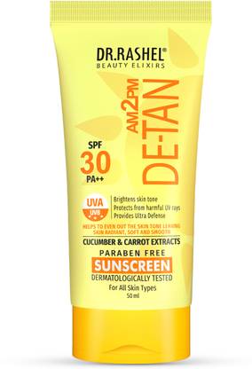 DR.RASHEL Sunscreen - SPF 30++ PA++ DE-TAN SUNSCREEN SPF 30++ PA++ ULTRA DEFENSE WITH CUCUMBER & CARROT EXTRACT