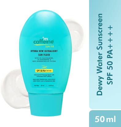 mCaffeine Sunscreen - SPF 50 PA++++ SunFix Hydra Dew Ultralight Sun Fluid SPF50 PA++++ UVA/UVB Blue Light Protection