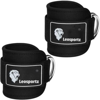 Leosportz Gym Ankle Straps for Cable Machines attachment with heavy D-Double Ring Ankle Support