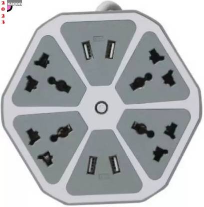 Stybits A1078 Hexagon Socket Extension board with 4 USB 2.0Amp charging point 8 Socket-1 8  Socket Extension Boards