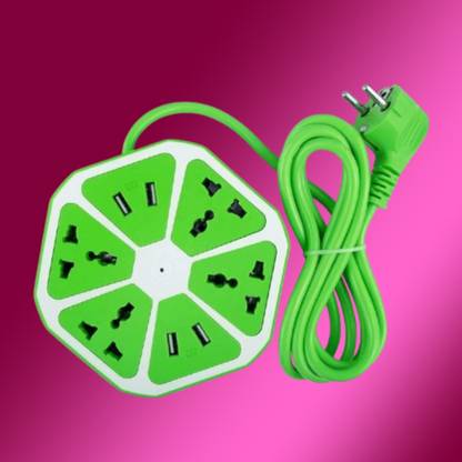 FRONY Hexagon Multipurpose Extension Board with 4USB & 4Socket Use for Home/OfficeA433 4  Socket Extension Boards