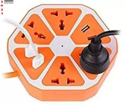 Stybits A1657 Hexagon Socket Extension board with 4 USB 2.0Amp charging point 8 Socket-1 8  Socket Extension Boards
