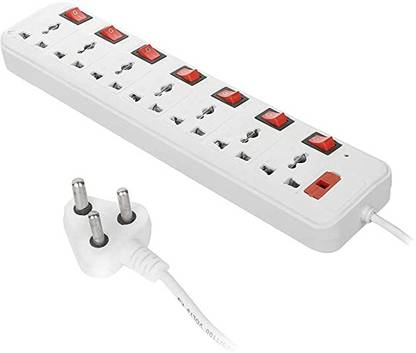 Skeisy 7+7 Multi Plug Master Switch, 3.6 Meters Cord – 6 AMP, Black 7 Socket 7 Socket Extension Boards  (White, 3.6 m) at Rs. 219