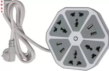 Stybits A1498 Hexagon Socket Extension board with 4 USB 2.0Amp charging point 8 Socket-1 6  Socket Extension Boards