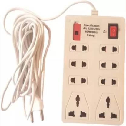 RAAMKM CB_15451_Multi Plug Power Extension Board Cord 2m Long Wire 8 Socket 8  Socket Extension Boards