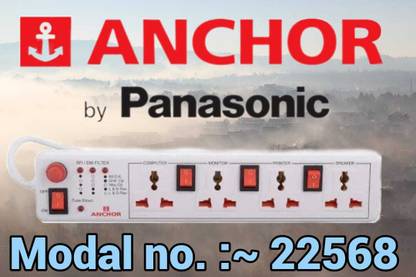 ANCHOR By Panasonic Spike Guard 4 Switch ( Universal Socket ) Indivisual Switch- 22568 4  Socket Extension Boards