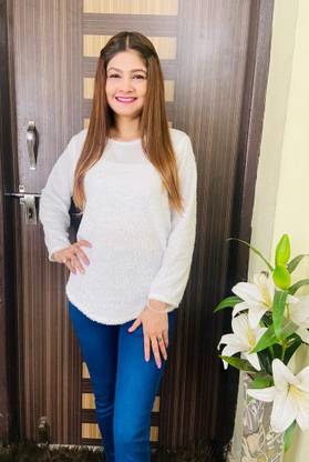 Round Neck Women Faux Fur White Sweater