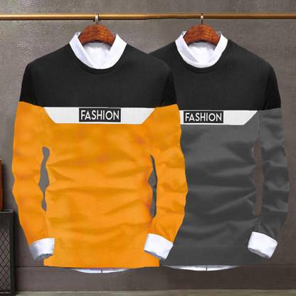 Full Sleeve Color Block Men Sweatshirt