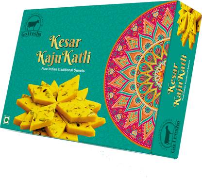 Go Fresho best quality premium kesar kaju katli ( Burfi ) Box