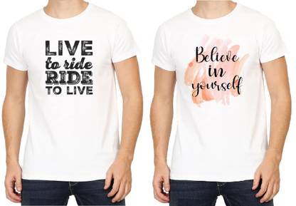 M Mapon Fashion Printed Men White T-Shirt