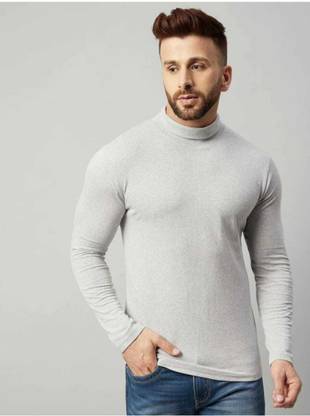 Solid Men Grey T-Shirt