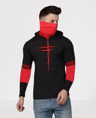 Color Block Men Black, Red T-Shirt