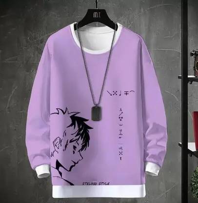 Printed Men Purple T-Shirt