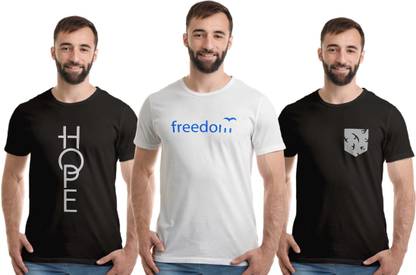 Boodbuck Printed Men White, Black, Black T-Shirt